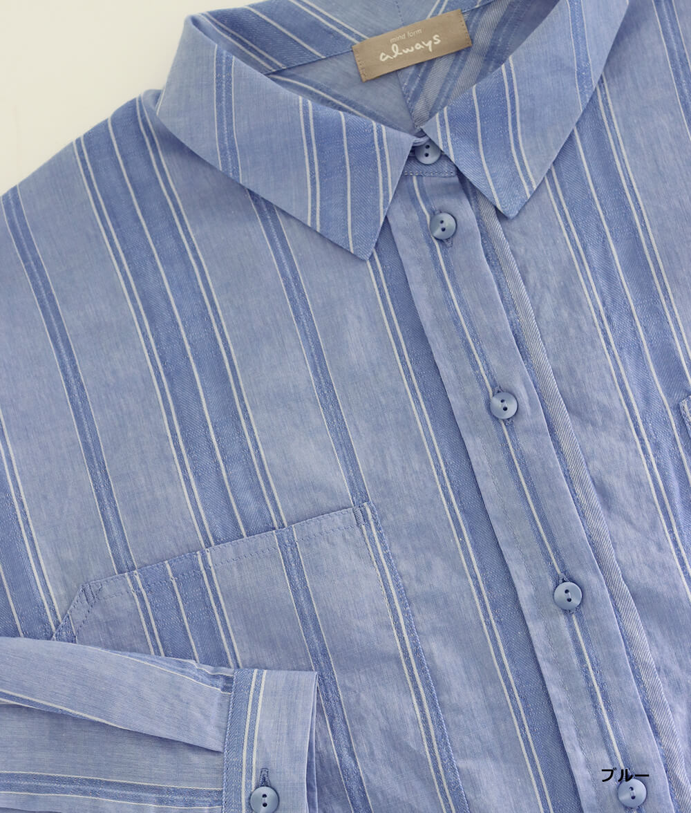 コットンドビーストライプブラウス