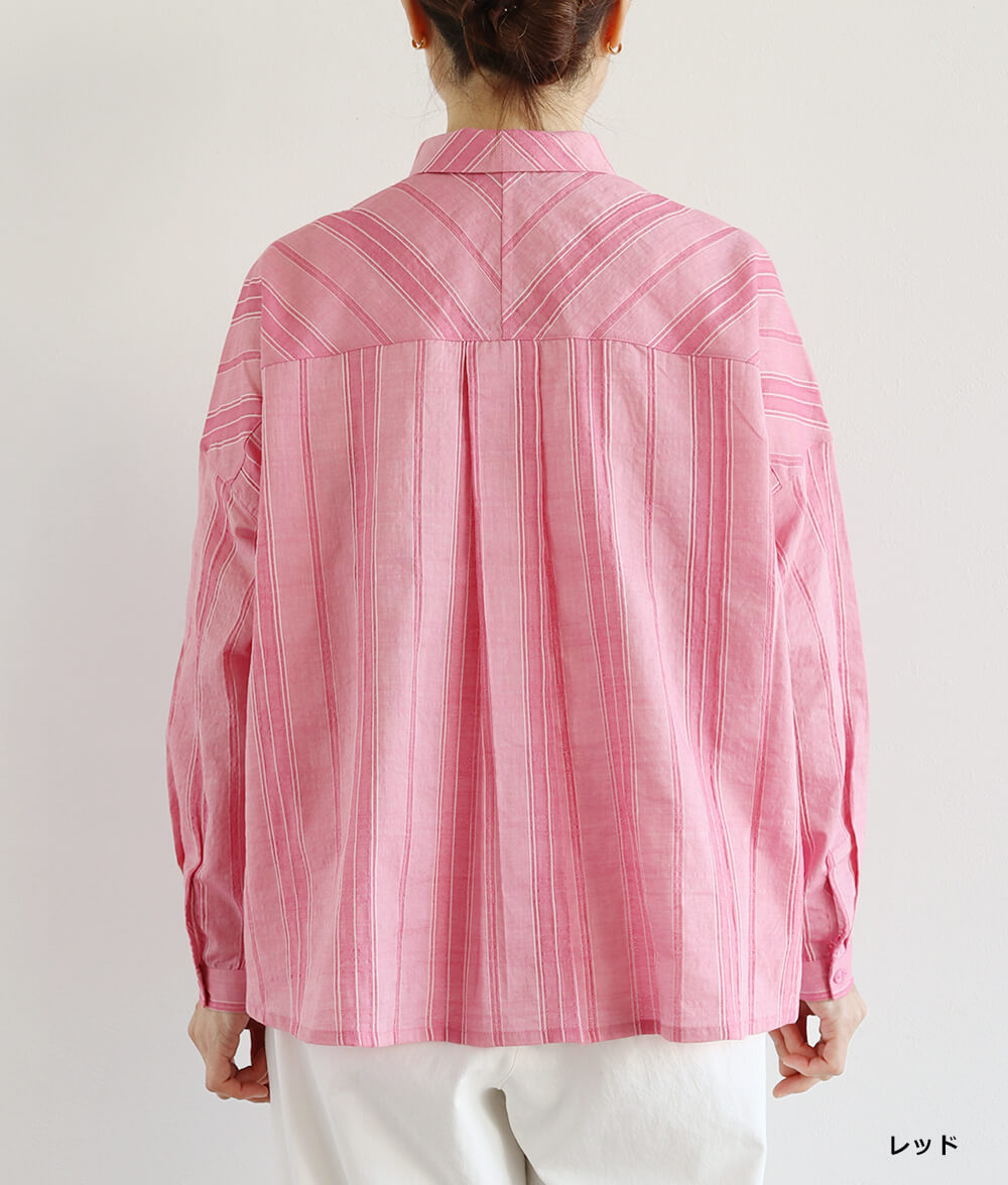 コットンドビーストライプブラウス