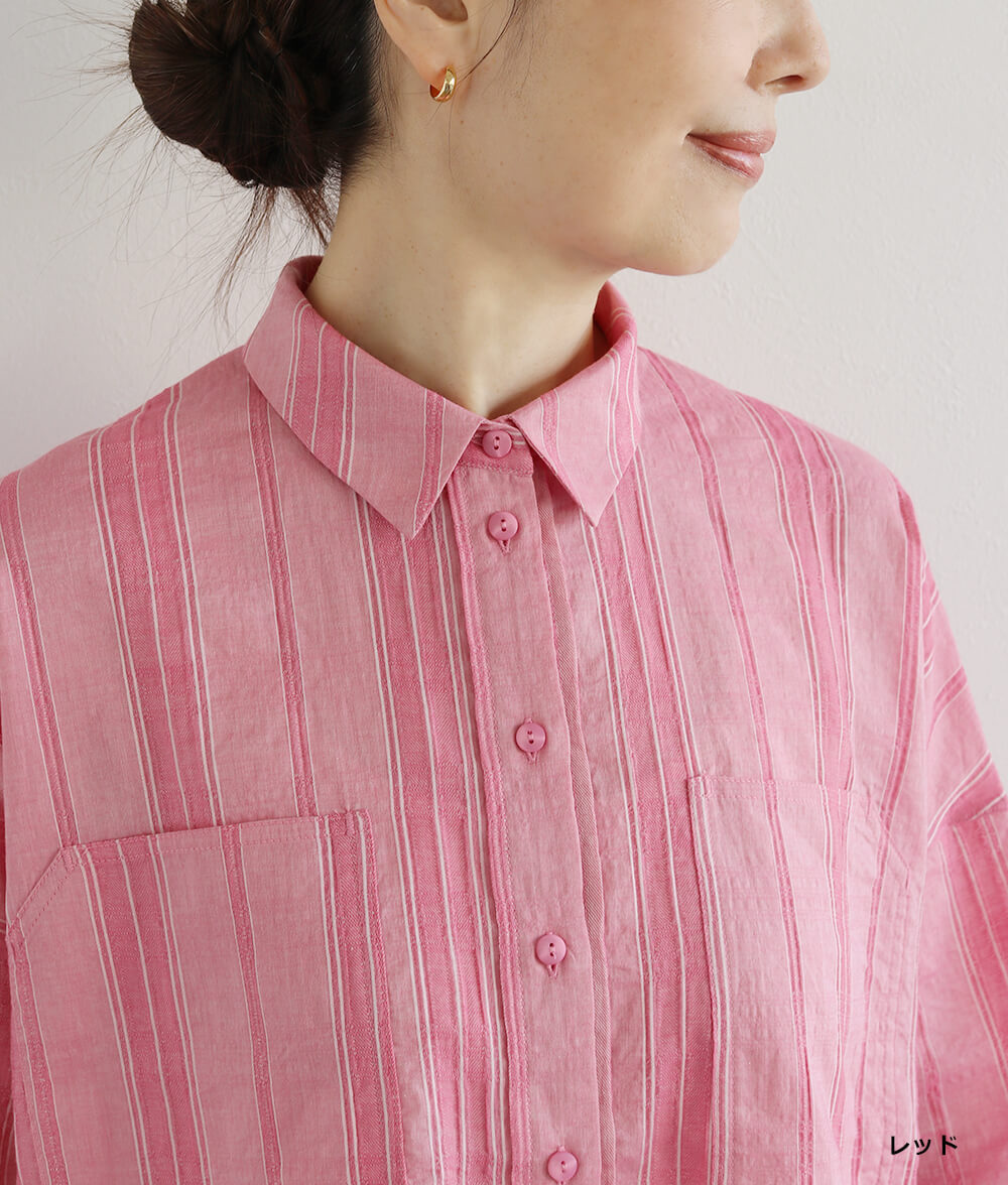 コットンドビーストライプブラウス