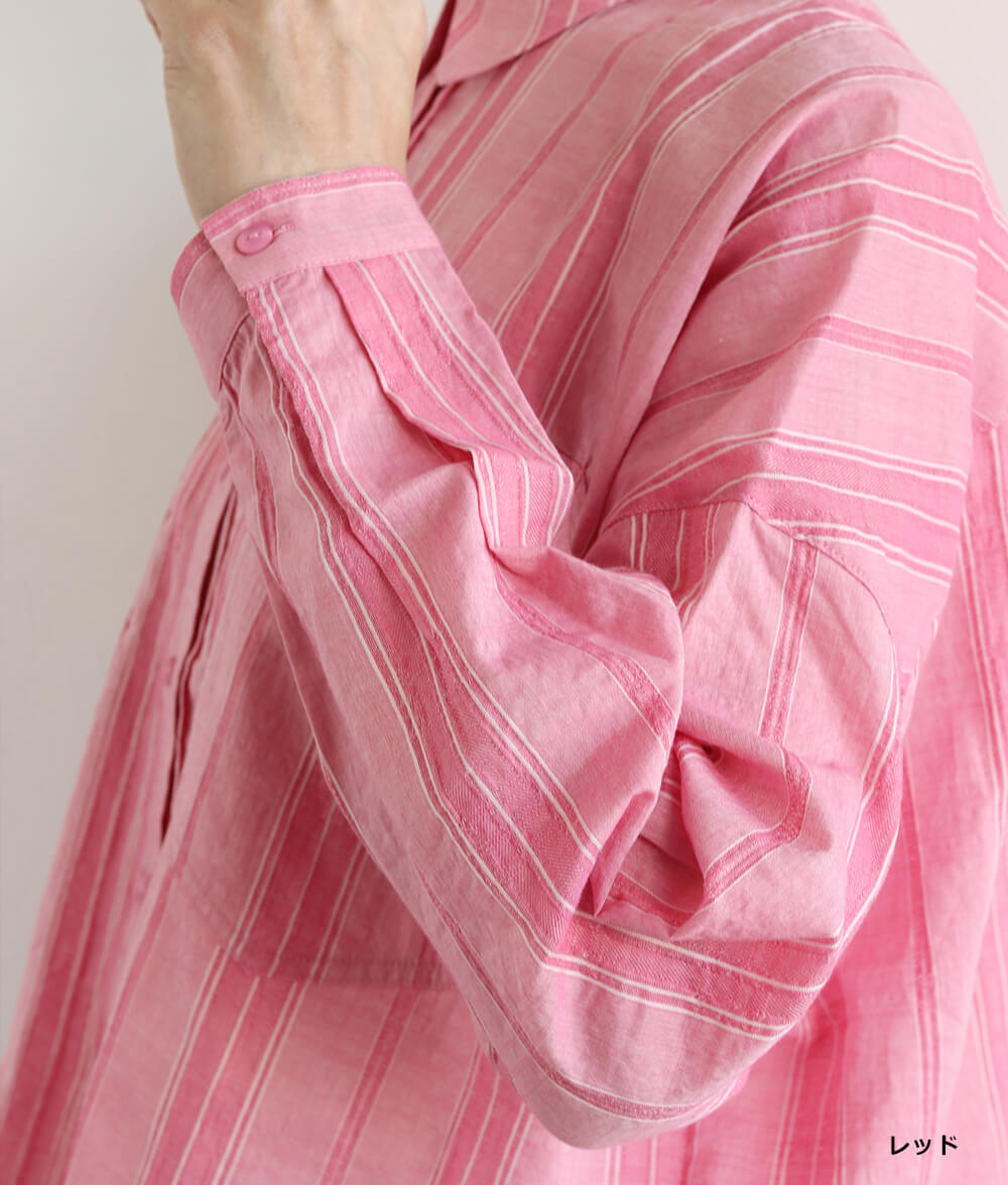 コットンドビーストライプブラウス