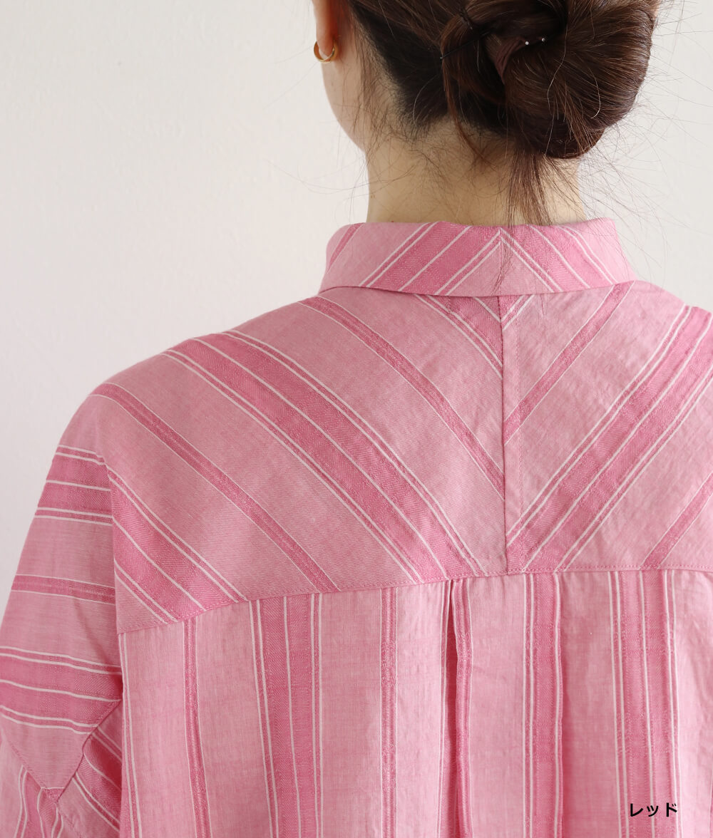 コットンドビーストライプブラウス