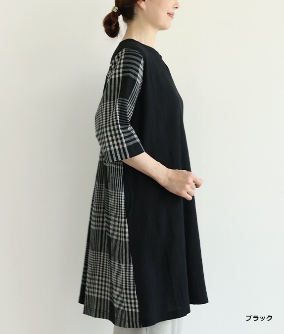 チェック楊柳チュニック