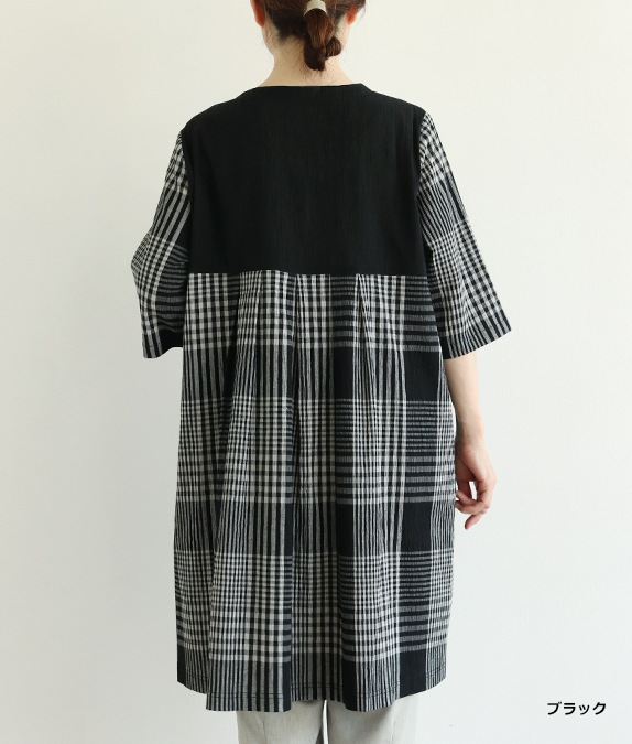 チェック楊柳チュニック