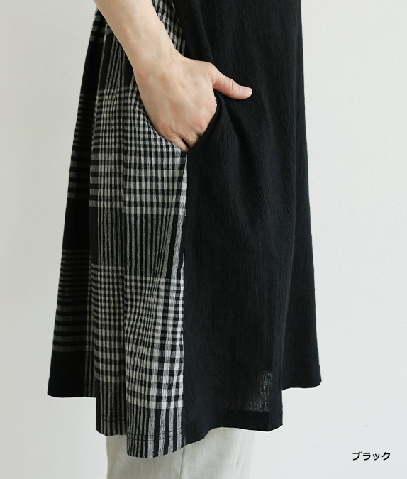 チェック楊柳チュニック