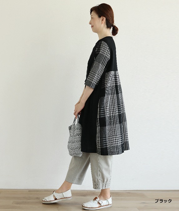 チェック楊柳チュニック
