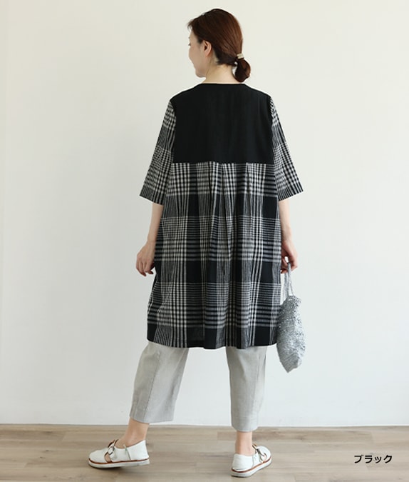 チェック楊柳チュニック