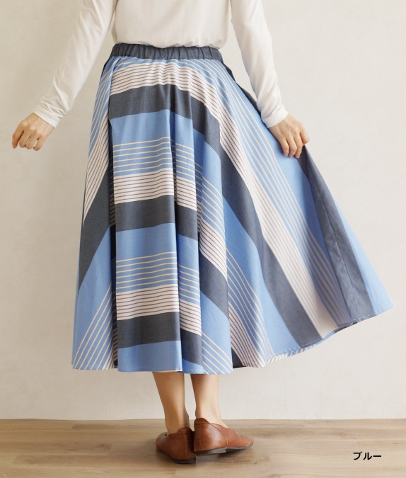 ストライプサーキュラースカート l 大人のスカート l ミセス l 40代