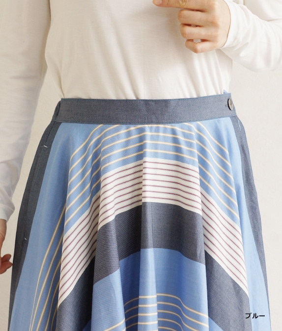 ストライプサーキュラースカート l 大人のスカート l ミセス l 40代