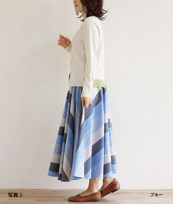 ストライプサーキュラースカート l 大人のスカート l ミセス l