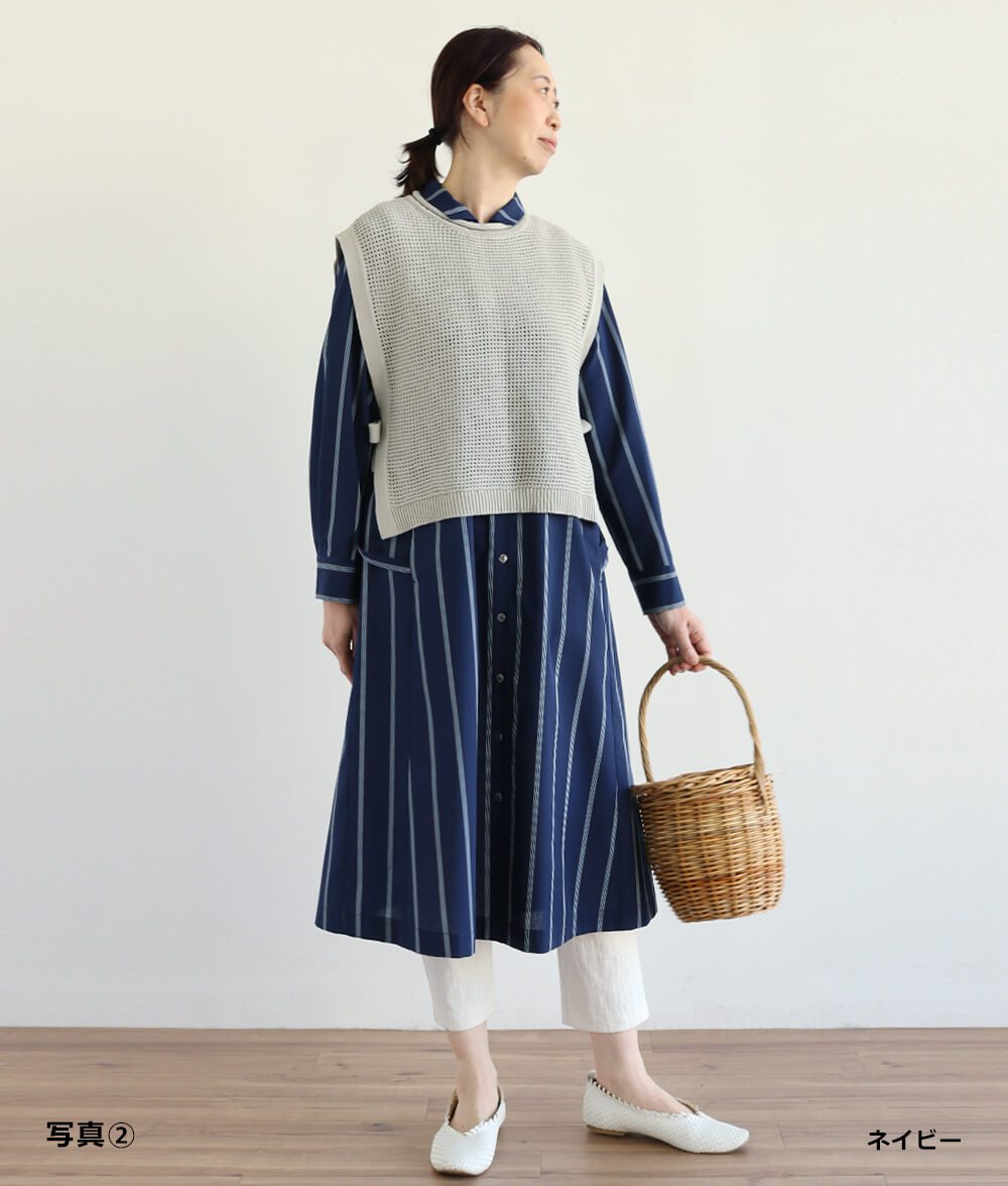 盛岡大附 ストライプウェア ネイビー　(値下げ可能) ストライプワンピースl 50代・60代からの婦人服 オルウェイズ公式通販