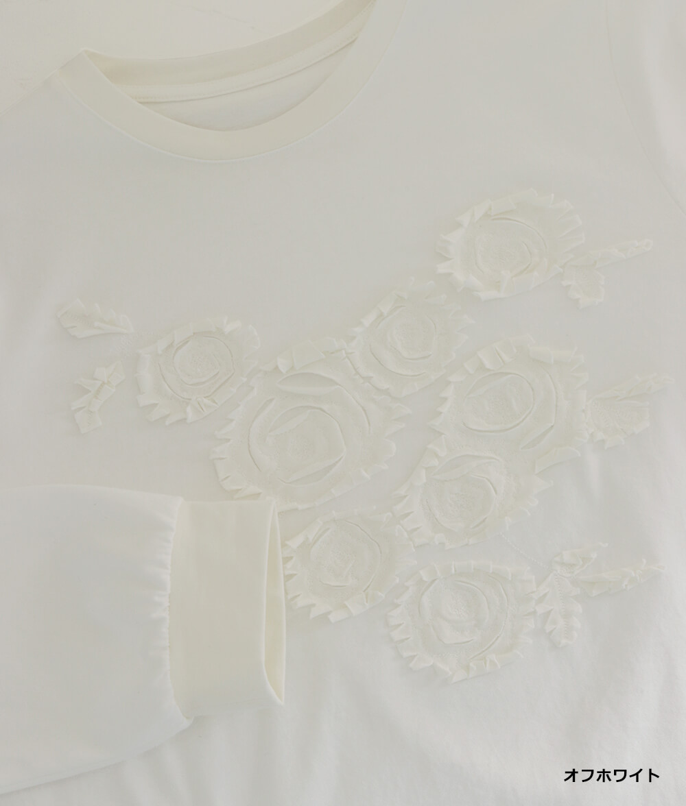バラ刺繍プルオーバー