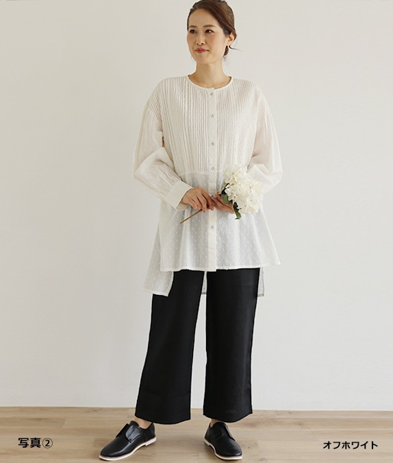 【SALE50%OFF】カットジャカードピンタックブラウス