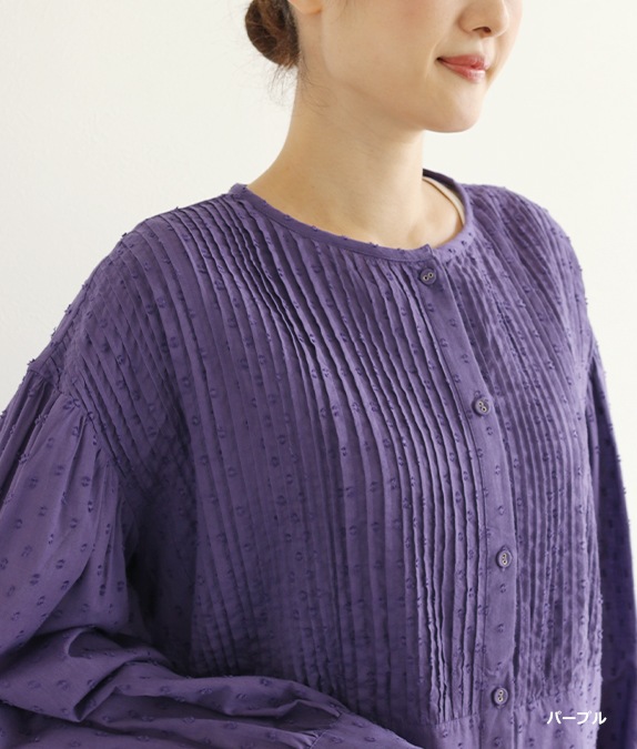 【SALE50%OFF】カットジャカードピンタックブラウス