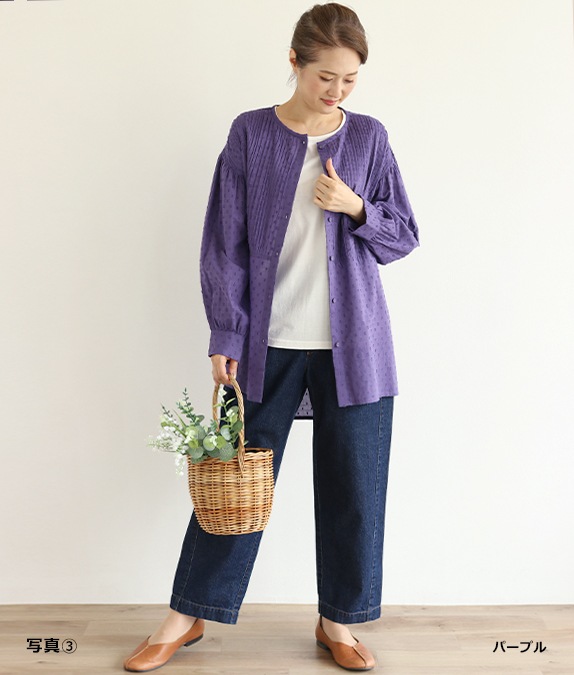 【SALE50%OFF】カットジャカードピンタックブラウス