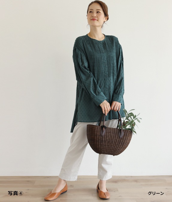 【SALE50%OFF】カットジャカードピンタックブラウス