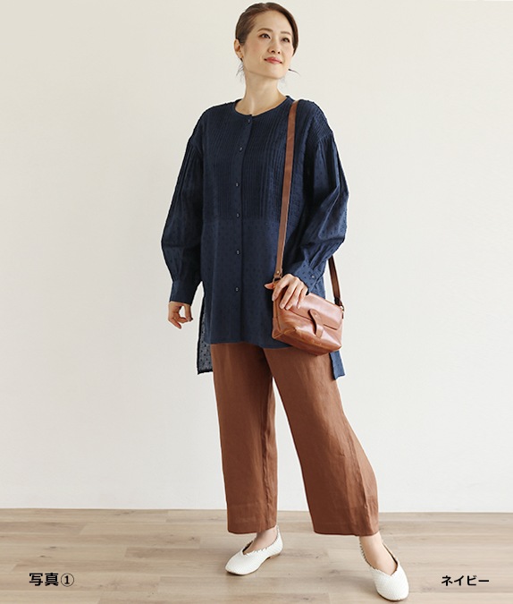 【SALE50%OFF】カットジャカードピンタックブラウス