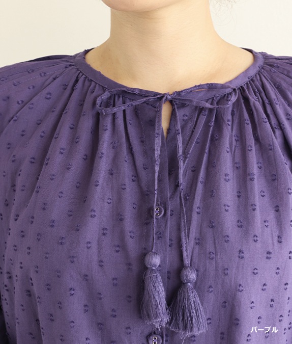 【SALE50%OFF】カットジャカードギャザーブラウス