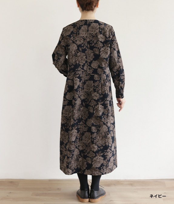 【SALE20%OFF】コーデュロイ草花柄ワンピース