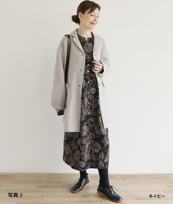 【SALE20%OFF】コーデュロイ草花柄ワンピース