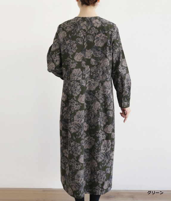 【SALE20%OFF】コーデュロイ草花柄ワンピース