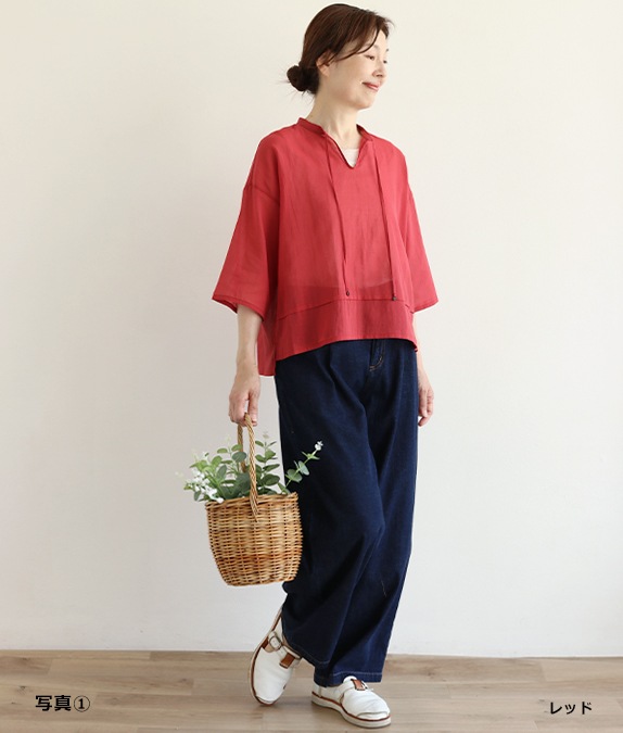 【7/10(金)10：00～◆再値下げSALE40%OFF】コットンシフォンブラウス