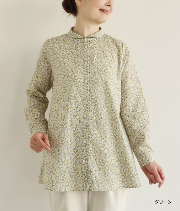 【SALE30%OFF】リーフ＆バードフレアーブラウス