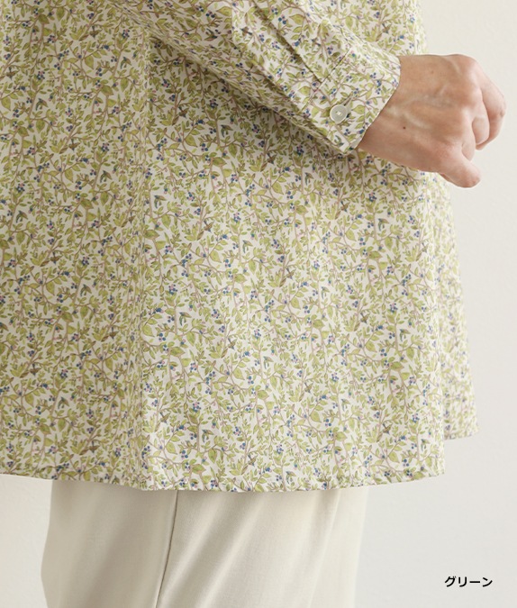 【SALE30%OFF】リーフ＆バードフレアーブラウス