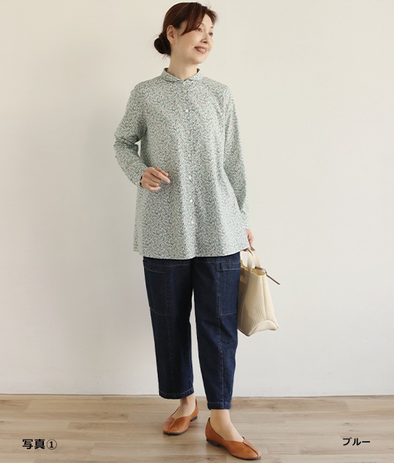 【SALE30%OFF】リーフ＆バードフレアーブラウス