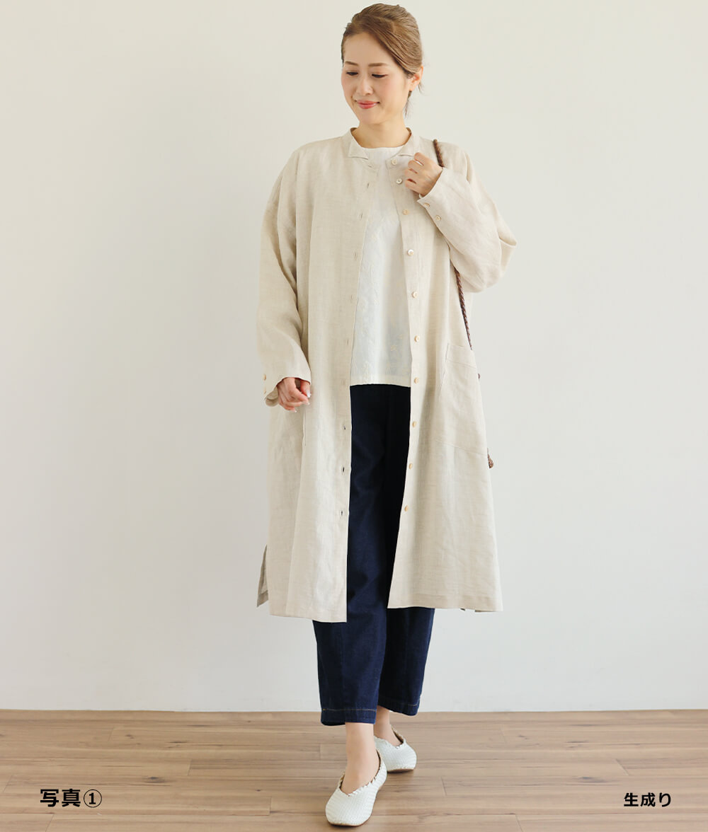 キャンブリックリネンロングジャケット