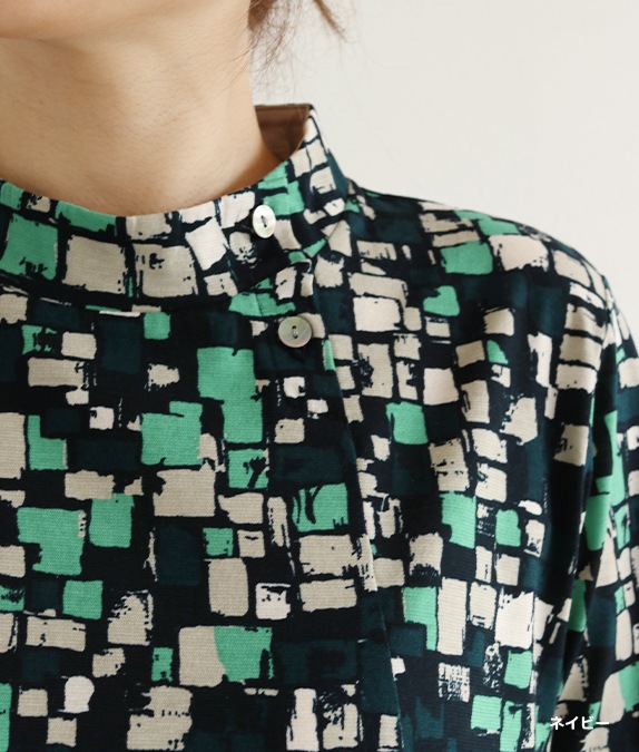 【SALE20%OFF】ブロック柄切替チュニック