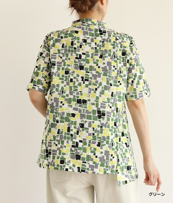 【SALE20%OFF】ブロック柄切替チュニック