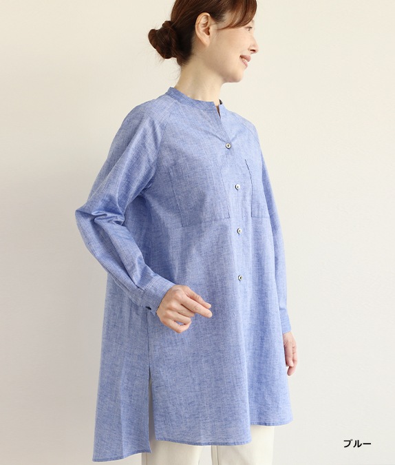 【1/14(水)10時～1/26(月)13時迄優待価格15％OFF】ムライトシャンブレーロングブラウス