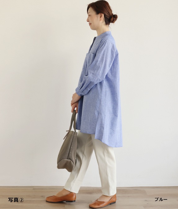 【1/14(水)10時～1/26(月)13時迄優待価格15％OFF】ムライトシャンブレーロングブラウス