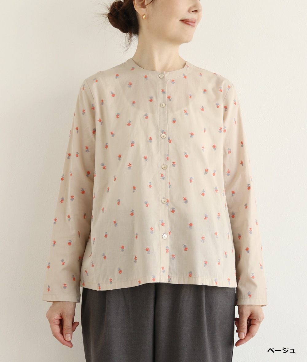 小花刺繍ブラウス