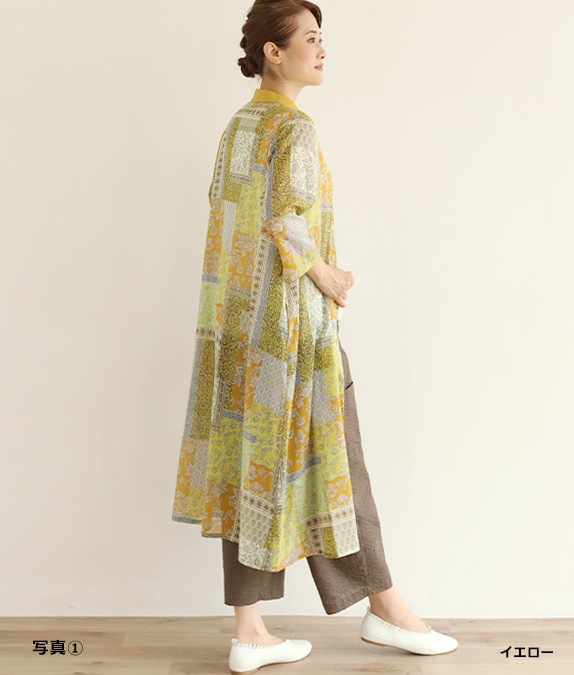 パッチワーク柄ワンピースl 50代・60代からの婦人服