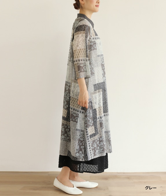 パッチワーク柄ワンピースl 50代・60代からの婦人服 オルウェイズ公式