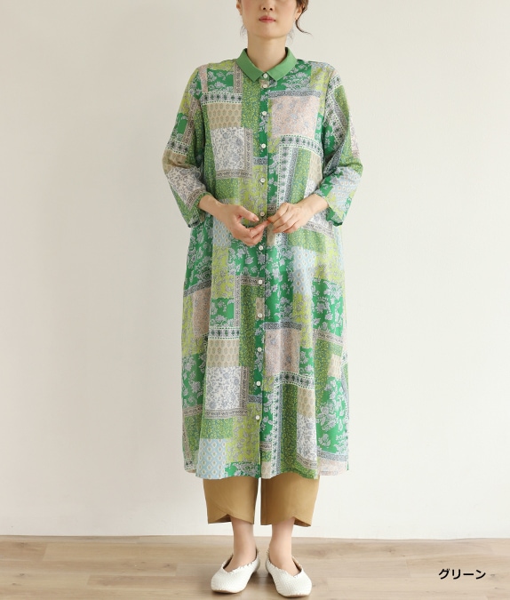 パッチワーク柄ワンピースl 50代・60代からの婦人服 オルウェイズ公式