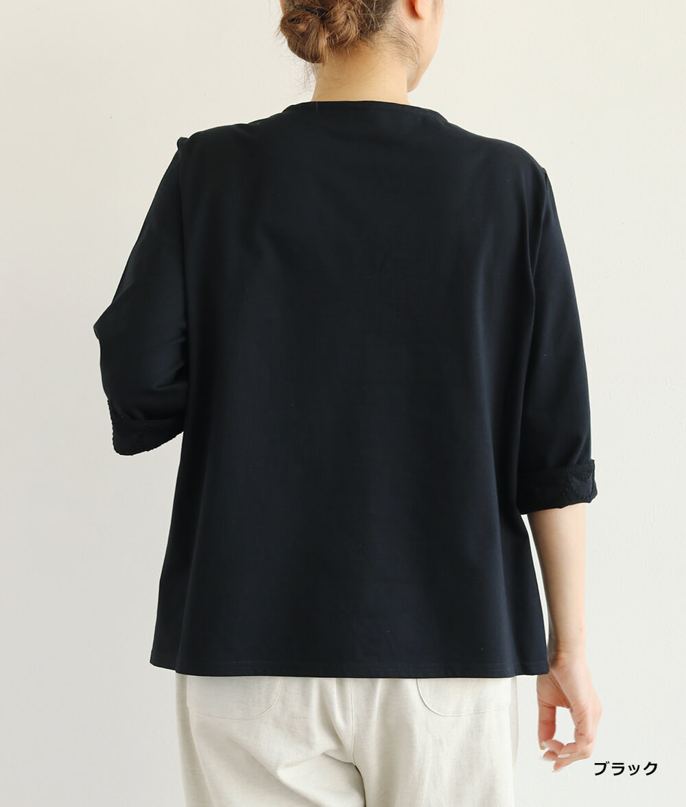 【SALE40%OFF】スカラップ刺繍レース合わせプルオーバー