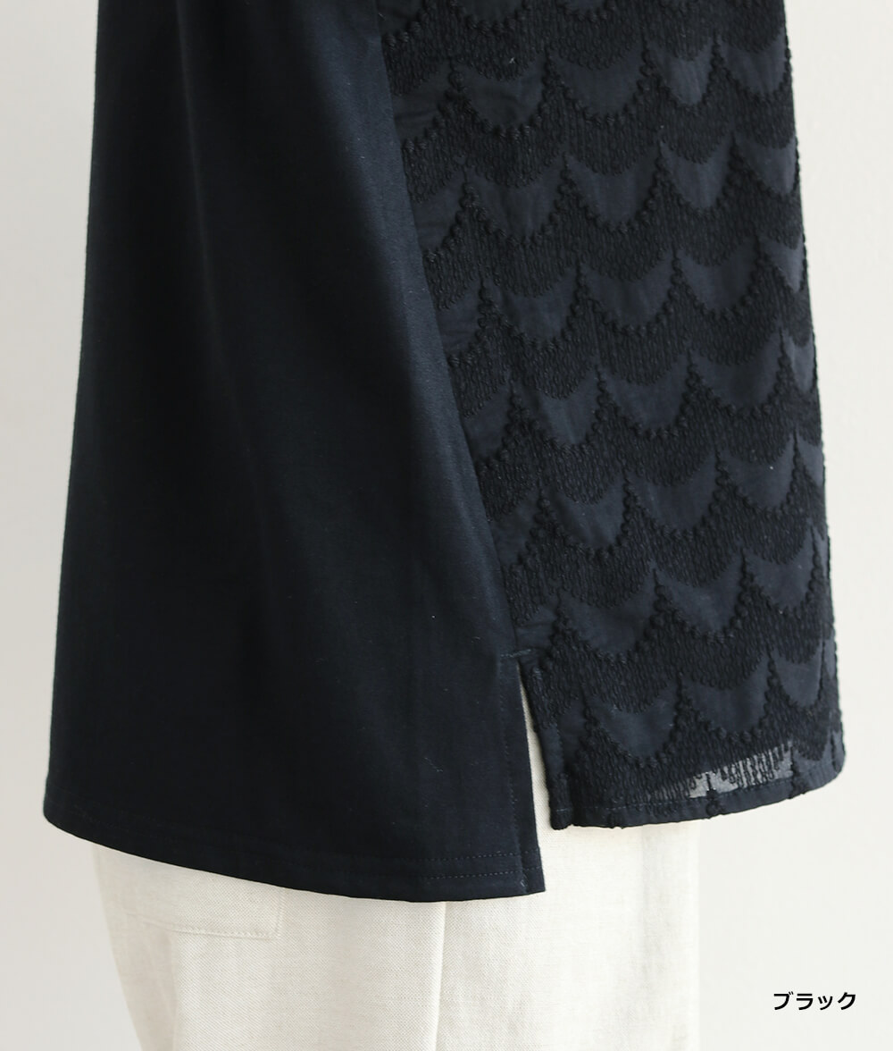 【SALE40%OFF】スカラップ刺繍レース合わせプルオーバー