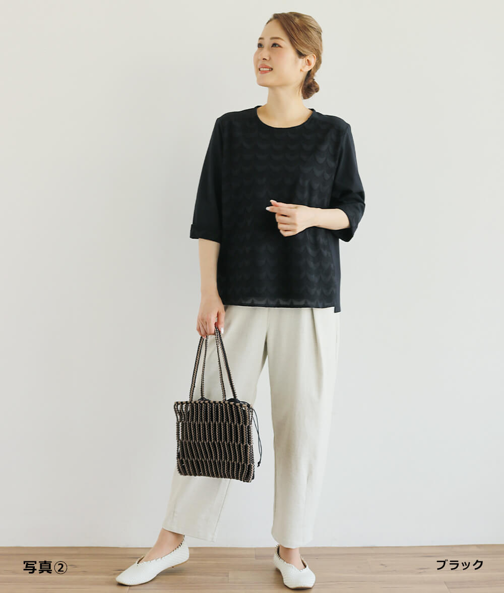 【SALE40%OFF】スカラップ刺繍レース合わせプルオーバー