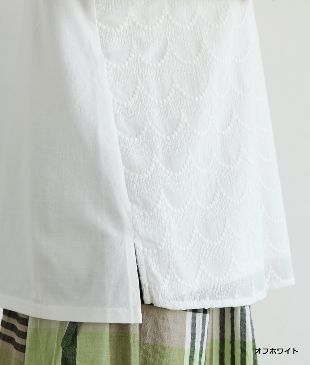 【SALE40%OFF】スカラップ刺繍レース合わせプルオーバー