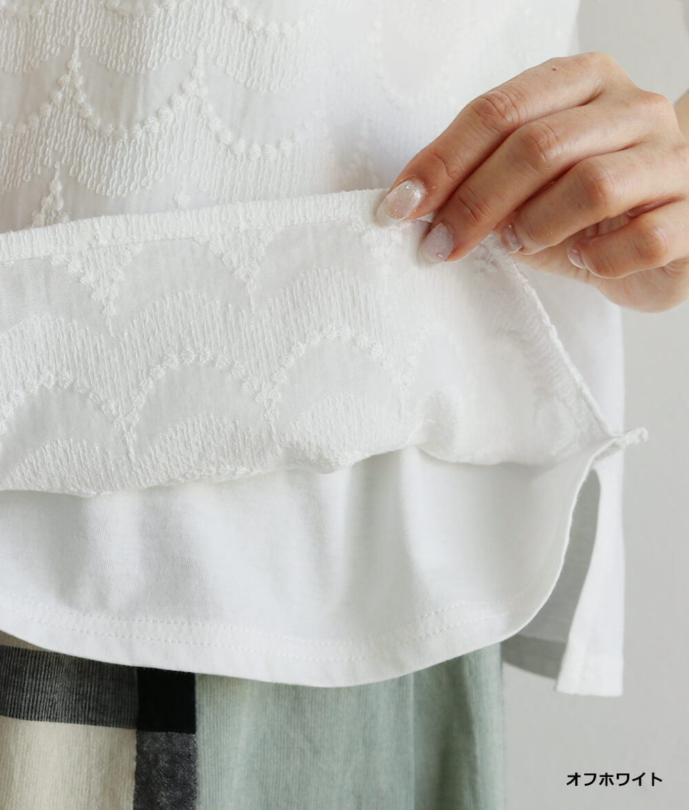 【SALE40%OFF】スカラップ刺繍レース合わせプルオーバー