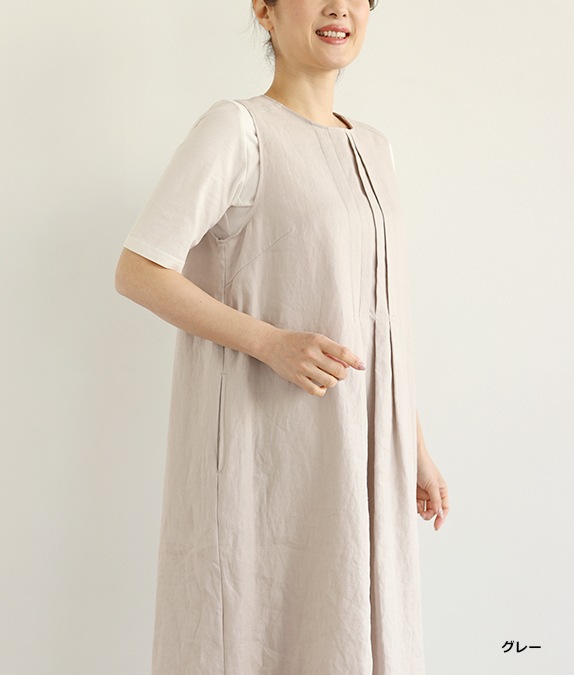 【SALE50%OFF】リネンタックワンピース