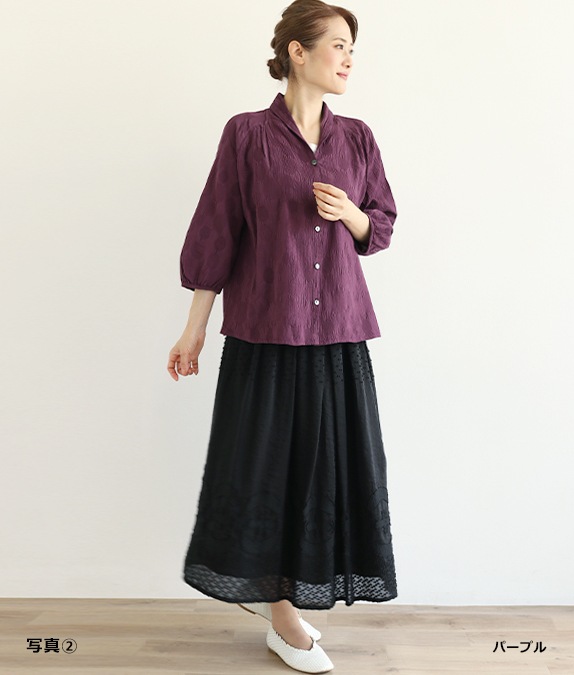 【4/17(金)10時～アウトレットSALE70%OFF】ドット柄ボイルブラウス