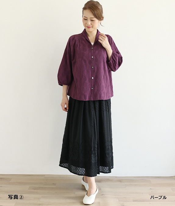 【4/17(金)10時～アウトレットSALE70%OFF】ドット柄ボイルブラウス