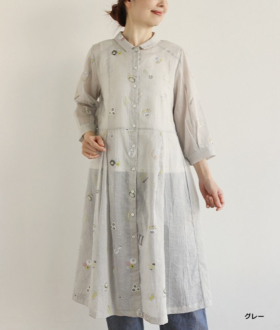 【SALE20%OFF】発泡フラワープリントワンピース