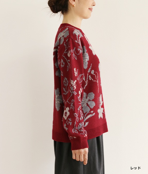 【SALE30%OFF】フラワージャカードセーター