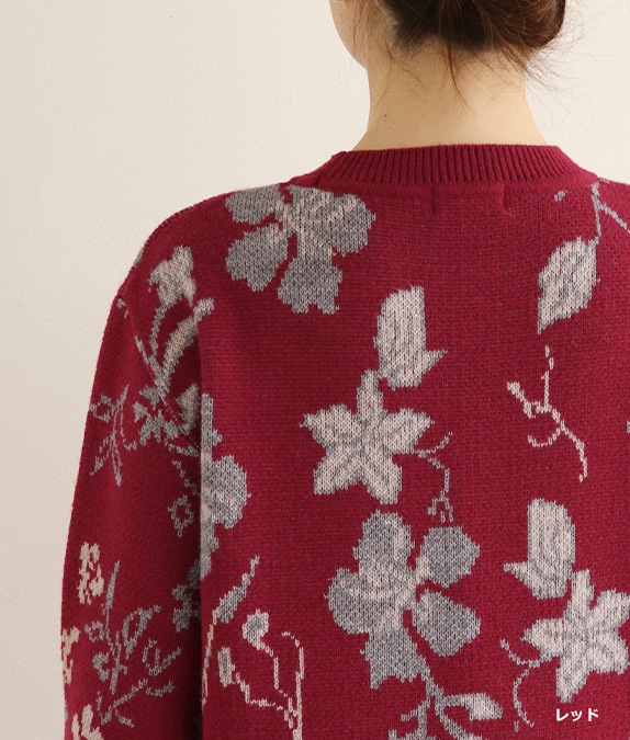 【SALE30%OFF】フラワージャカードセーター