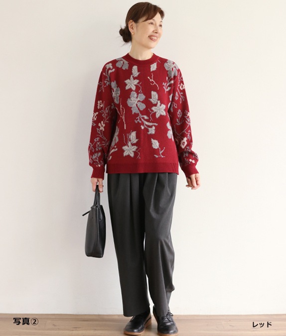 【SALE30%OFF】フラワージャカードセーター