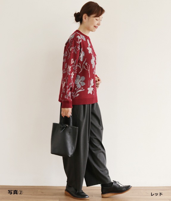 【SALE30%OFF】フラワージャカードセーター